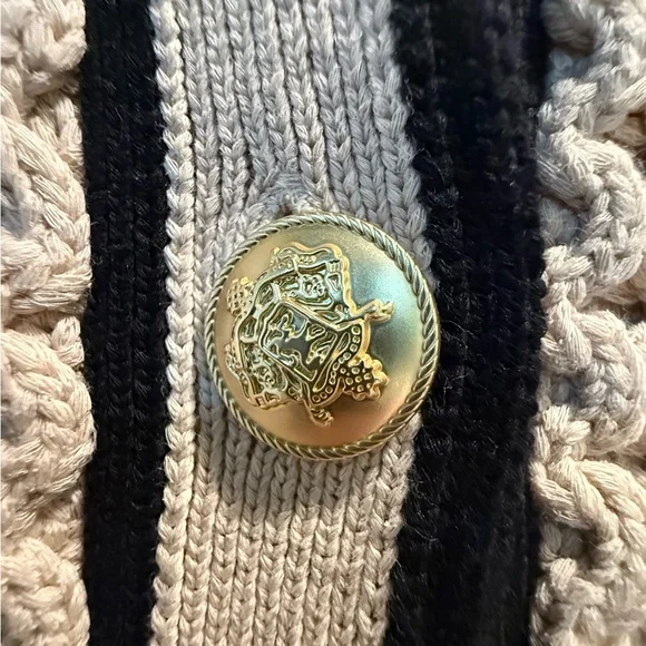 J. Crew Cropped Cable-knit Sweater - Classic Cardigan -Size Large tan black - Picture 13 of 15